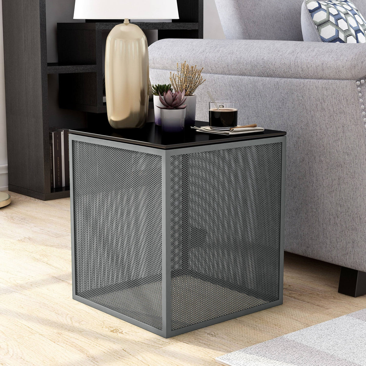 White Glass Top Side Table D73288