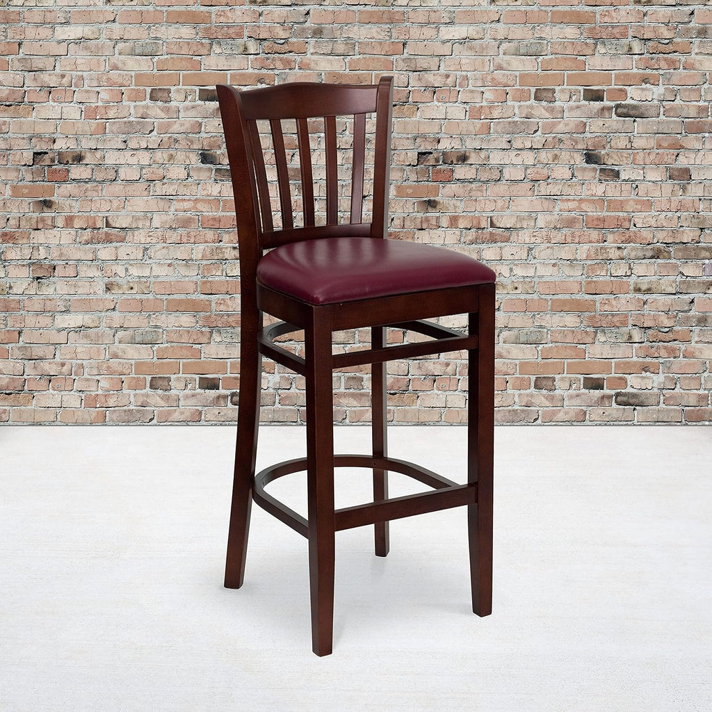 Black Vinyl Vertical Slat Back Barstool F982174