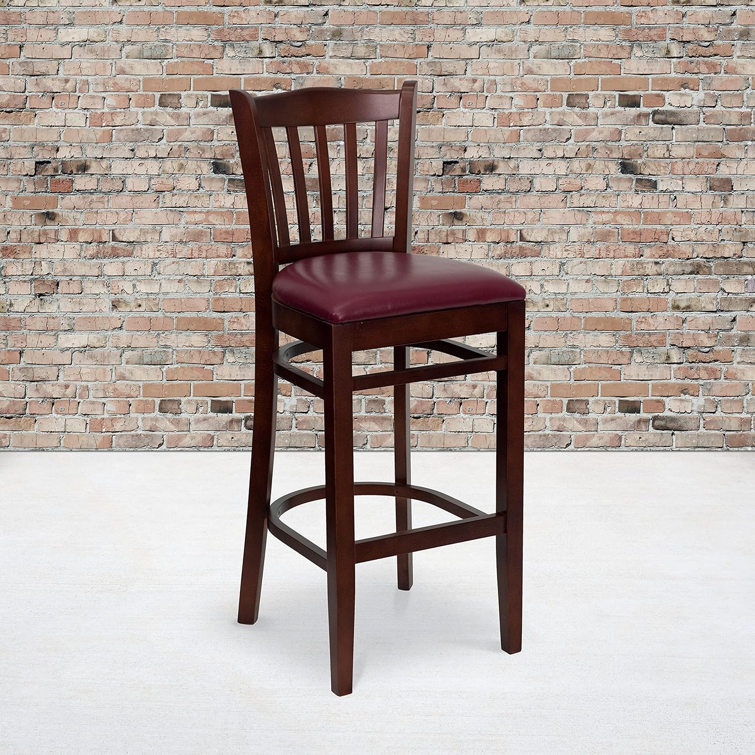 Black Vinyl Vertical Slat Back Barstool F982174