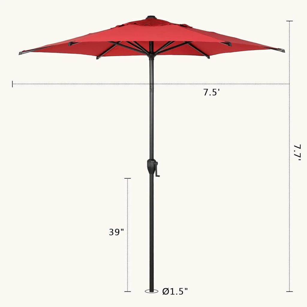 Red 7.5ft Outdoor Market Patio Umbrella with Push Button Tilt and Crank P292