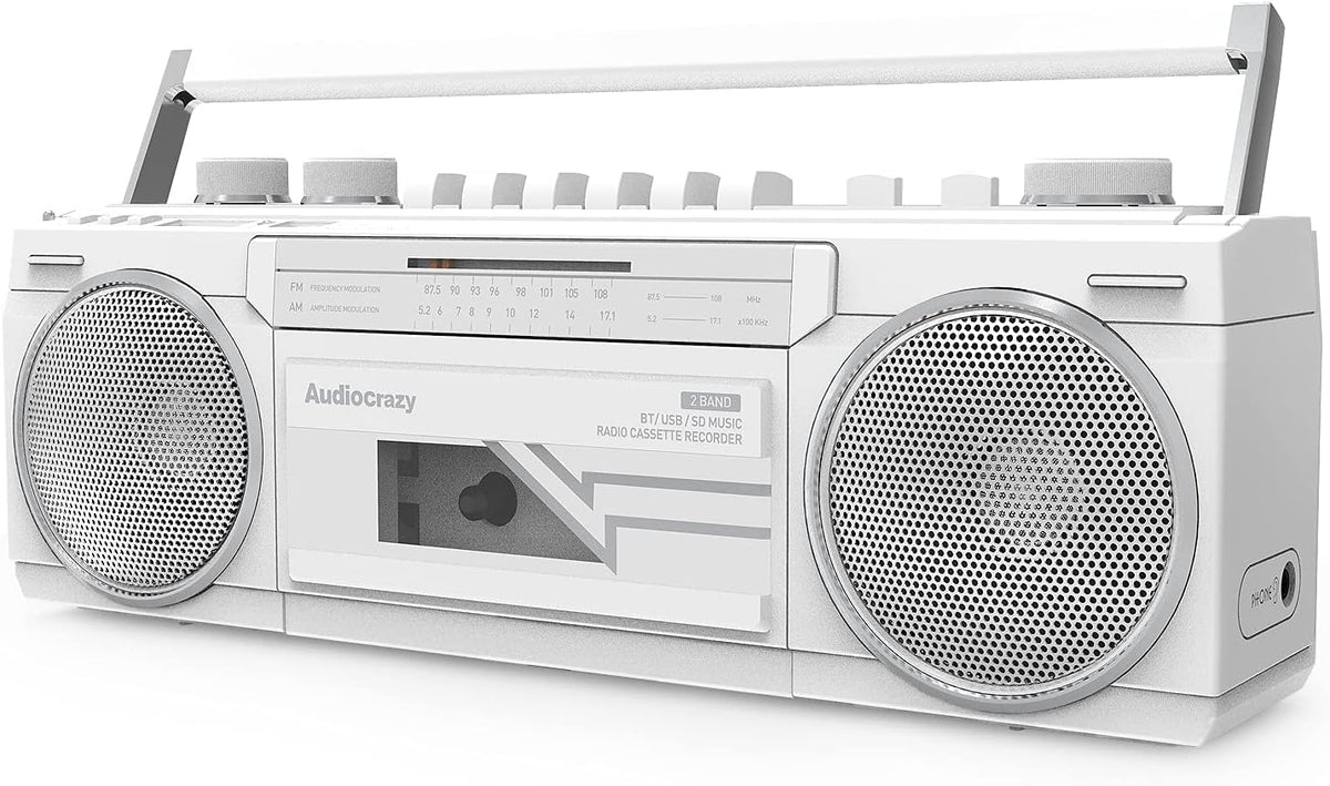Cassette Player Recorder Boombox AM FM Radio Dual Stereo Speaker AC/Battery Operated AUX USB SD Port L68120