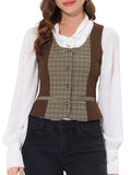 Vintage Plaid Button Down Waistcoat Vest L842