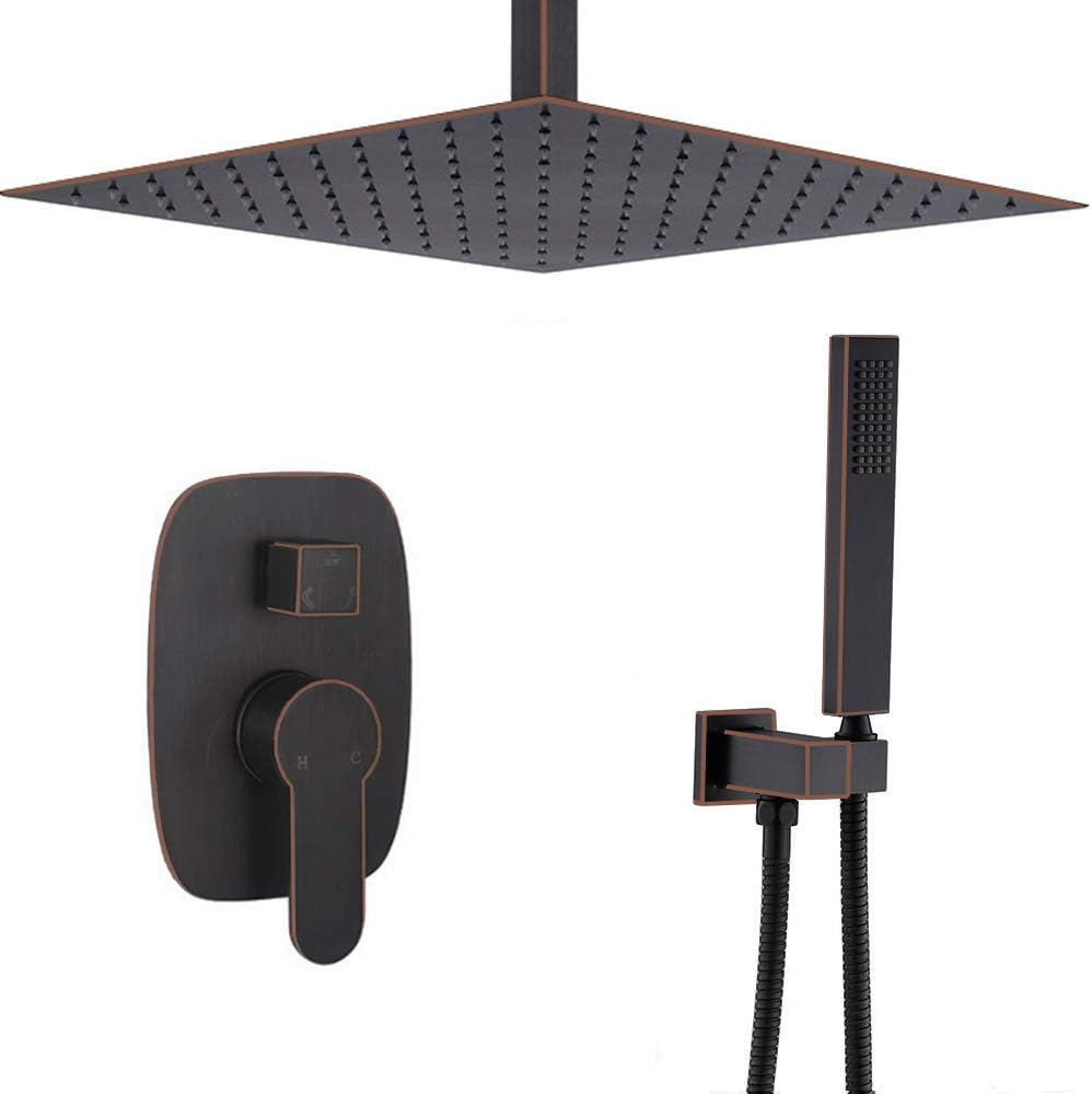 Oil Rubbed Bronze 10 Inch Rainfall Shower System With Handheld Shower Head Mixer Set R366961