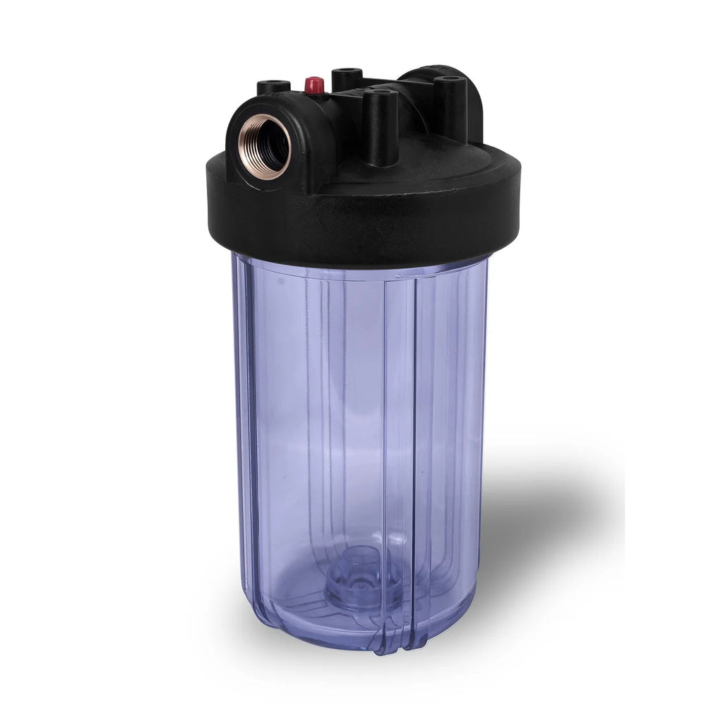 10" Transparent Blue Housing for Whole House Water Filtration System, 1 Brass Port T48438