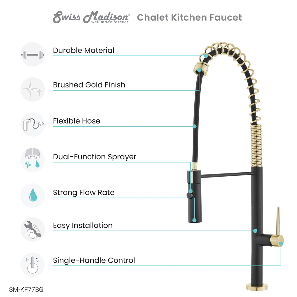 Brushed Gold/Black Pull Out Single Handle Kitchen Faucet G9248
