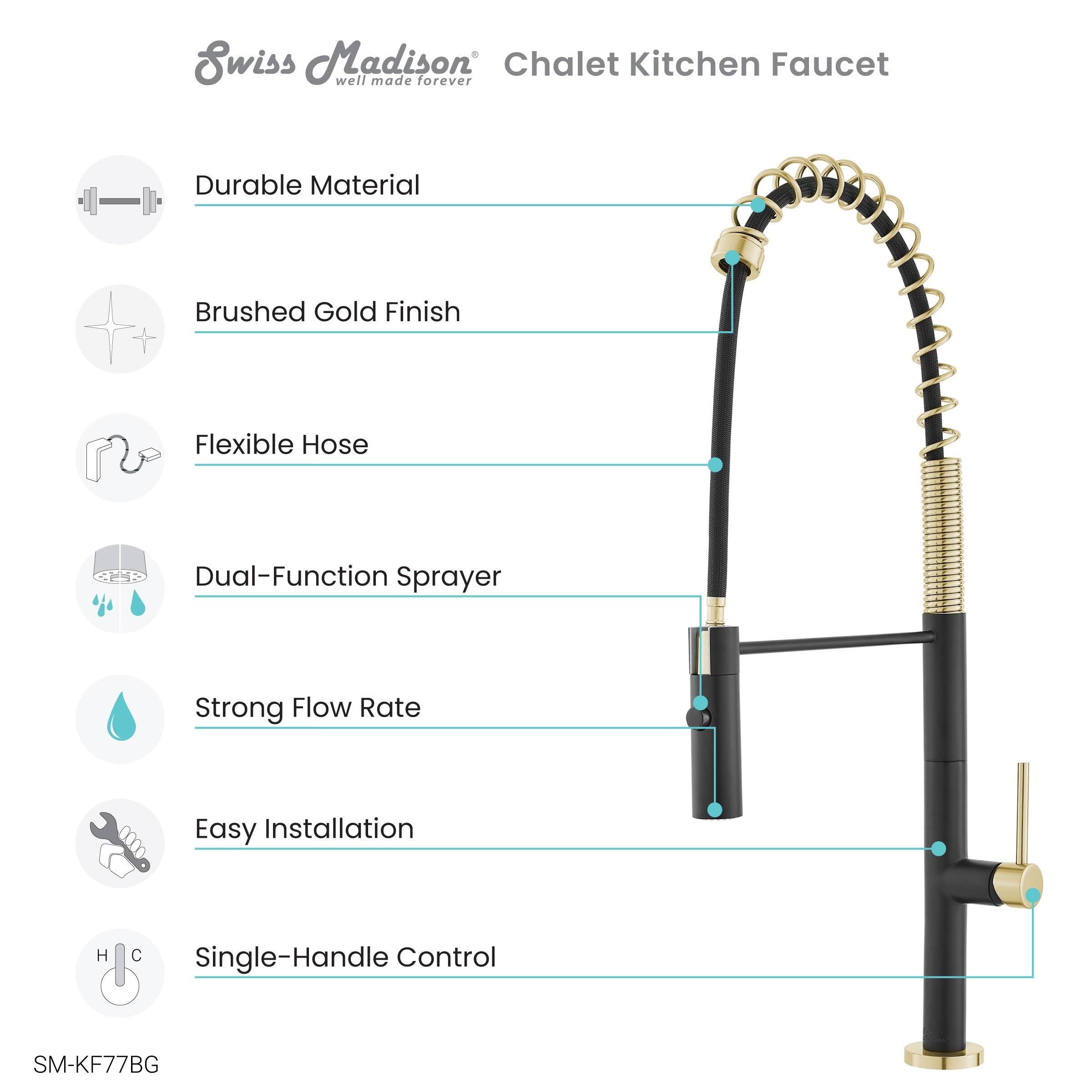 Brushed Gold/Black Pull Out Single Handle Kitchen Faucet G9248