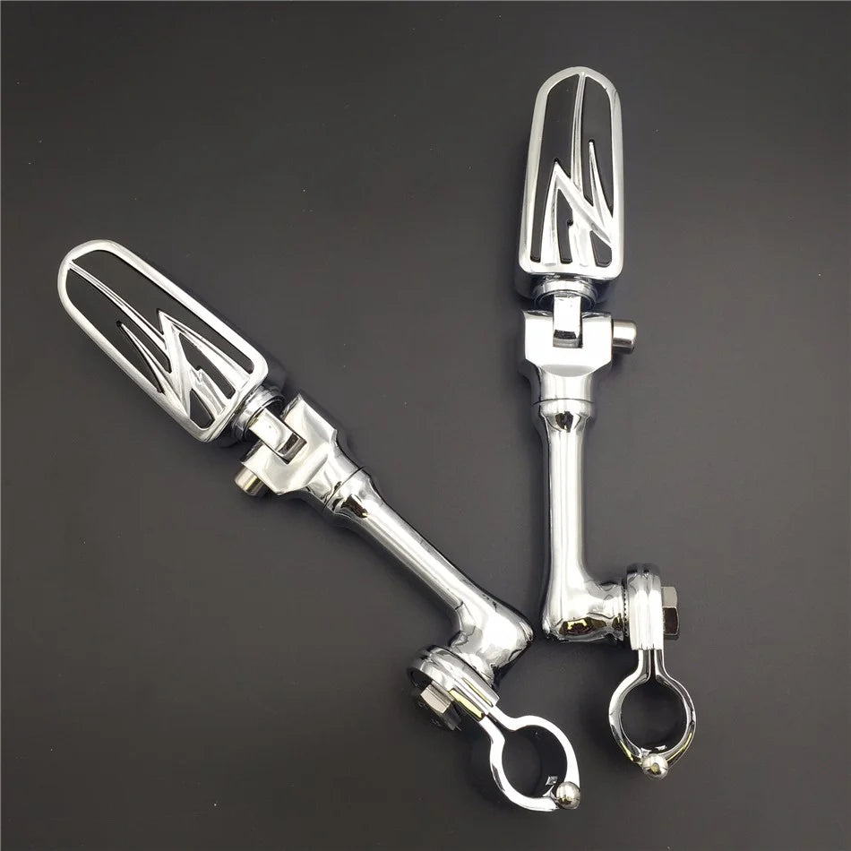 Chrome Angled Mounting Kit Foot Peg for Bike with 1.25" Front Engine Guard Frame Tube A366