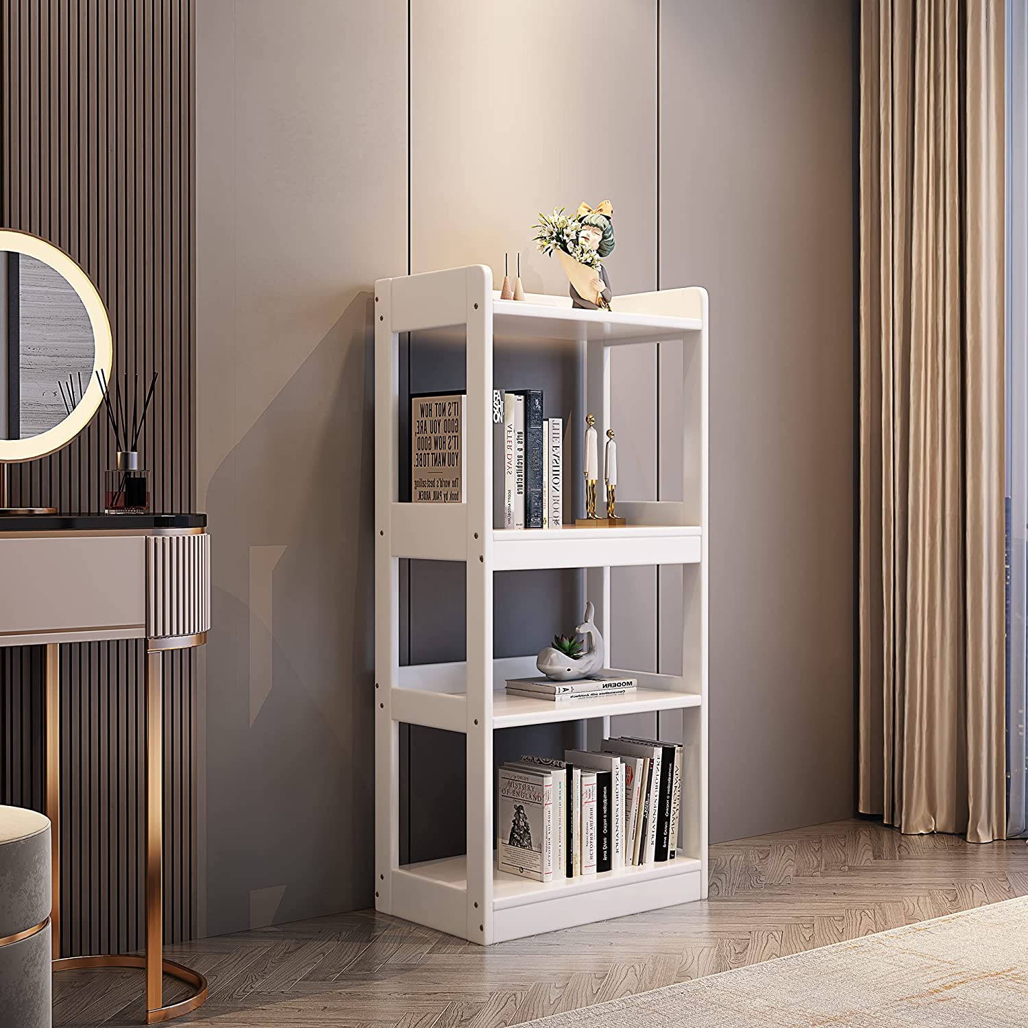 White 4-Bookshelf Cube Storage Display Rack Y53843