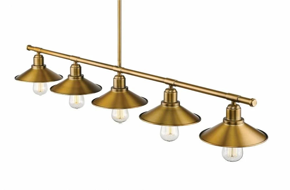 5 Light Island/Billiard in Factory Brass N89911