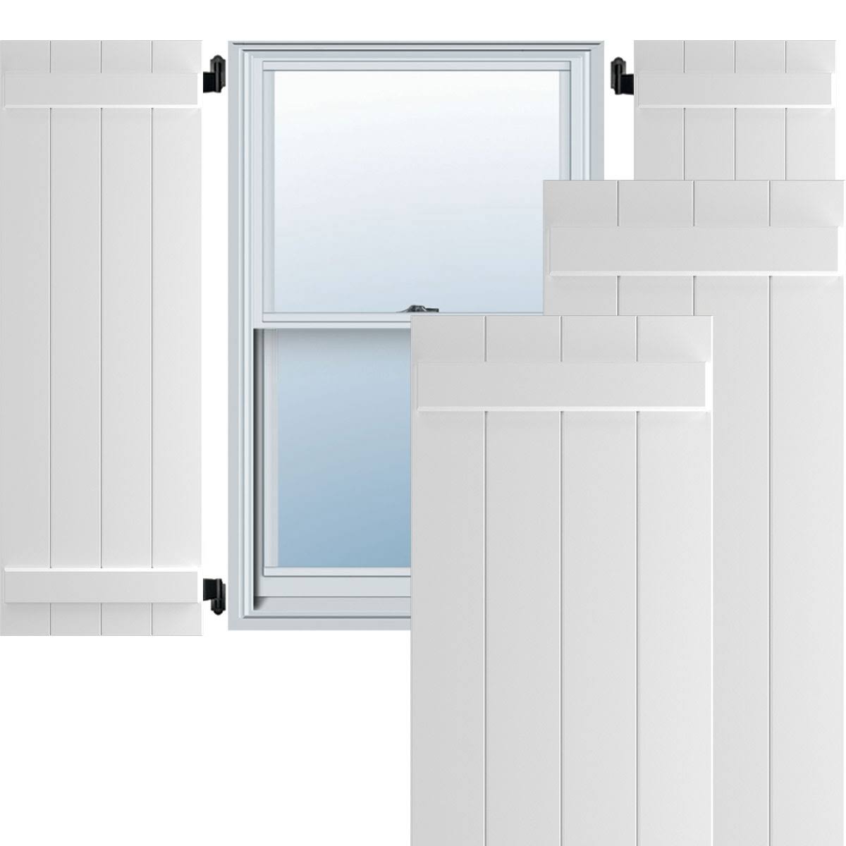 White Composite Board-n-Batten Shutters, Per Pair L796884