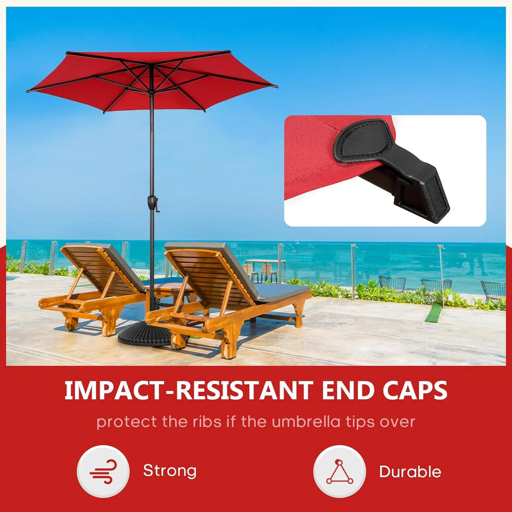 Red 7.5ft Outdoor Market Patio Umbrella with Push Button Tilt and Crank P292