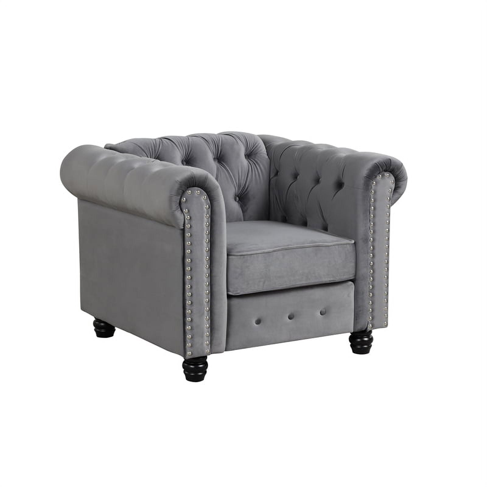 Gray Velvet Sofa Loveseat Armchair Set F823