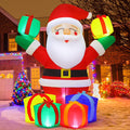 6.1 FT Christmas Inflatables Outdoor Smiling Santa Claus with Present Boxes, LED Lights Built-in V3821