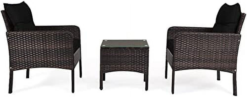 3 Piece Rattan Sectional Sofa Set with Seat Cushions D80616