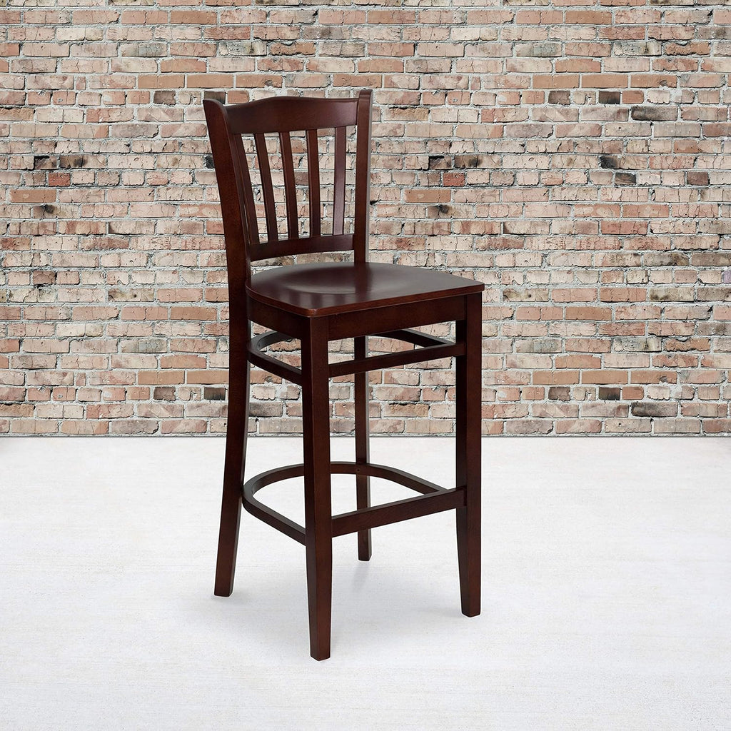 Black Vinyl Vertical Slat Back Barstool F982174