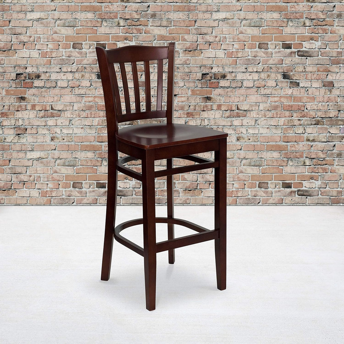 Black Vinyl Vertical Slat Back Barstool F982174