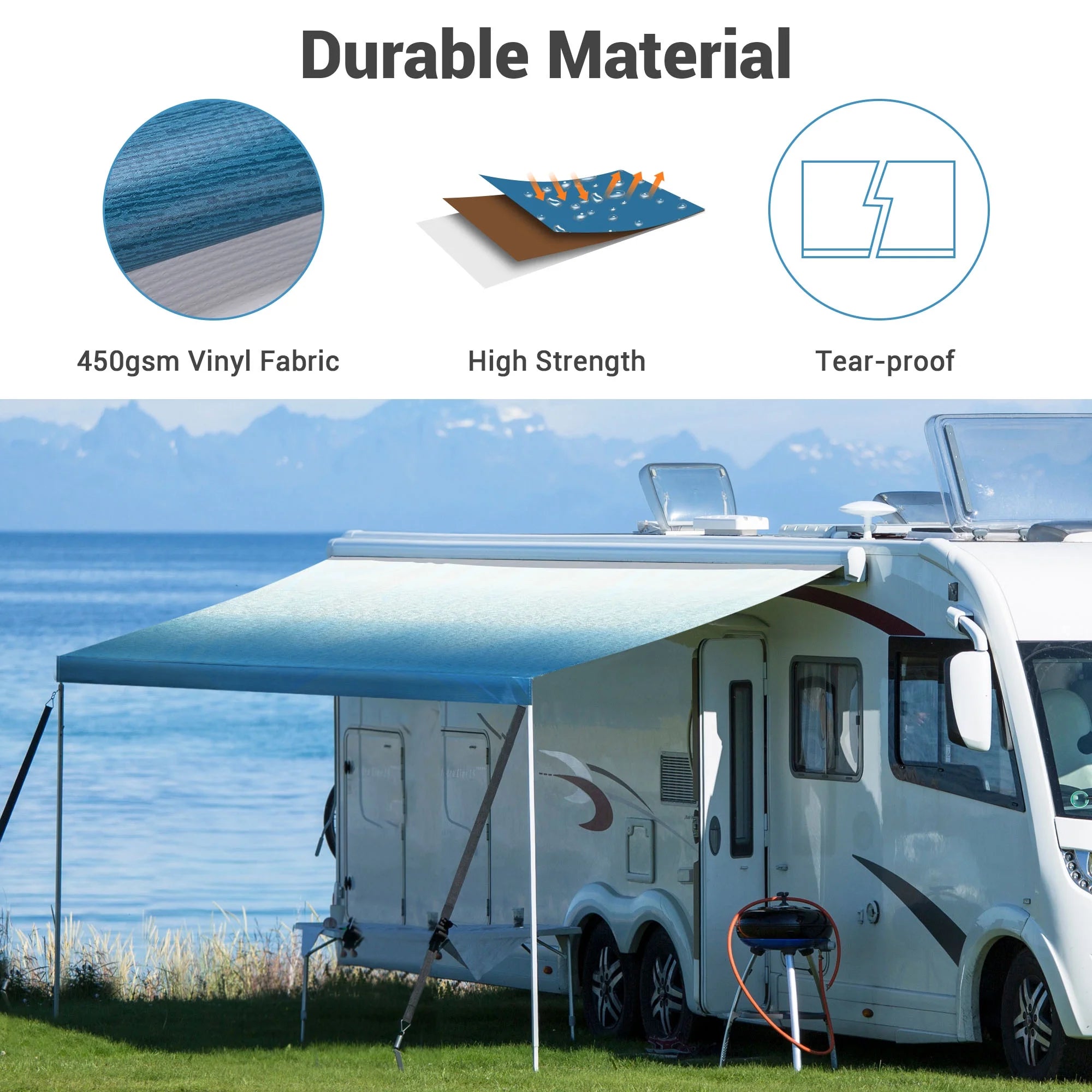 RV Awning Fabric Replacement with Side Mesh Screen Kit I734