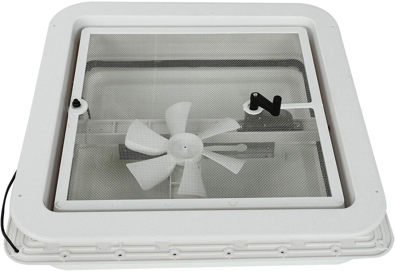 14 RV Roof Vent Cover Kit White Lid with 12V RV Vent Fan 6 Blades Q227