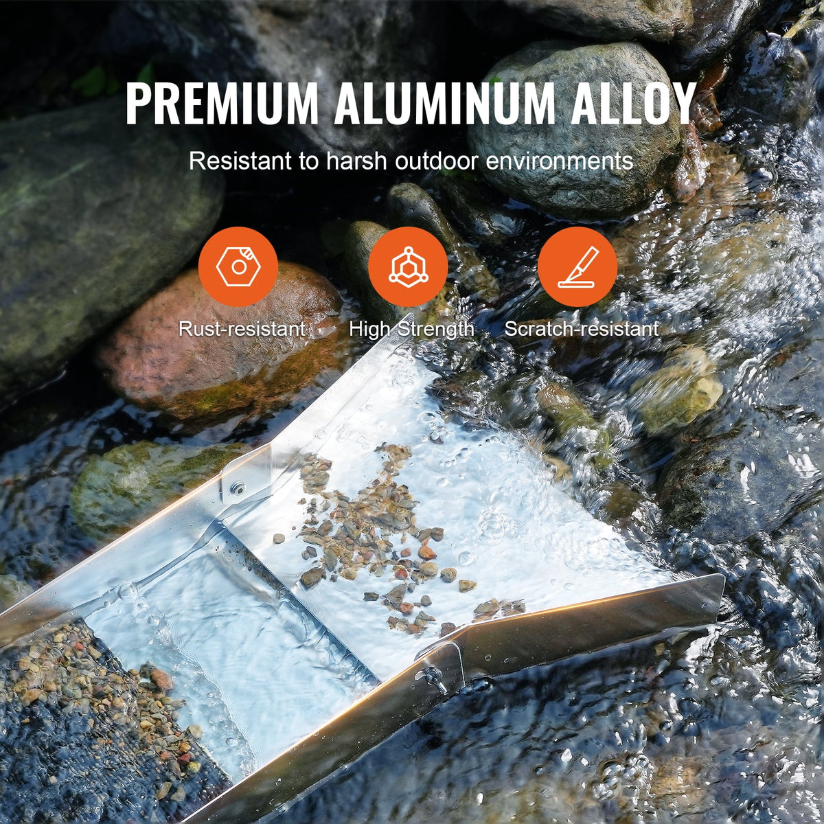 50" Folding Aluminum Alloy Sluice Box with 23 PCS Gold Prospecting Kit L2174