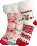 3 Pairs Non Skid Warm Thermal Plush Fuzzy Slipper Socks B8457