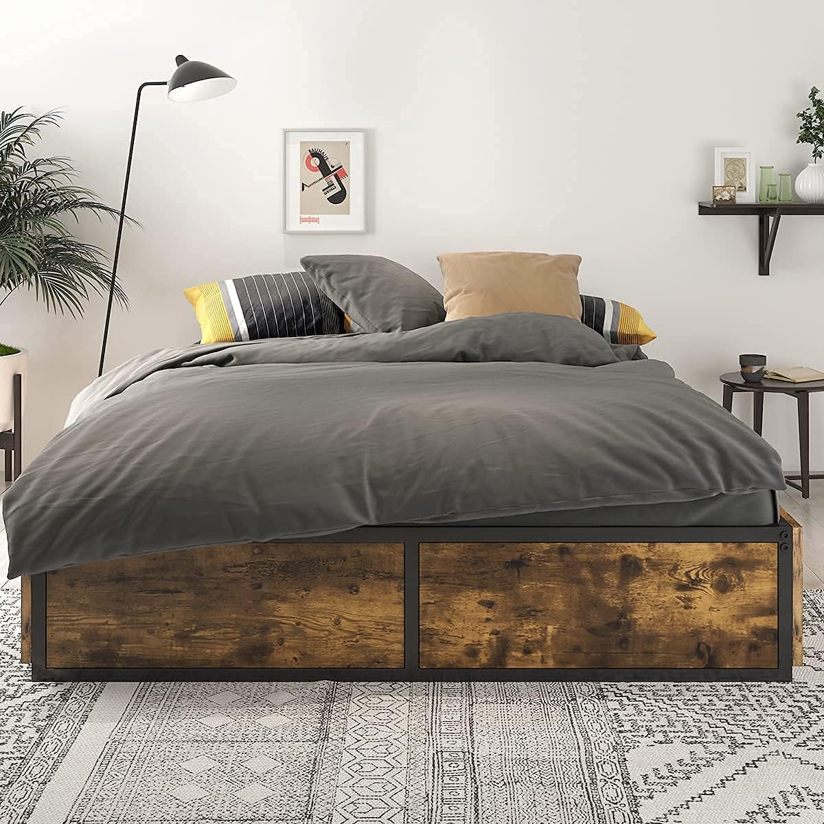 Industrial Full Size Metal Frame Bed with 4 Drawers A4882