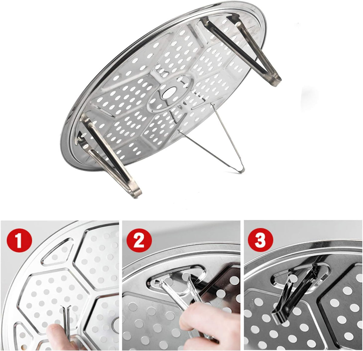 11-Inch Round Stainless Steel Steamer Rack (2 Pack) B133938