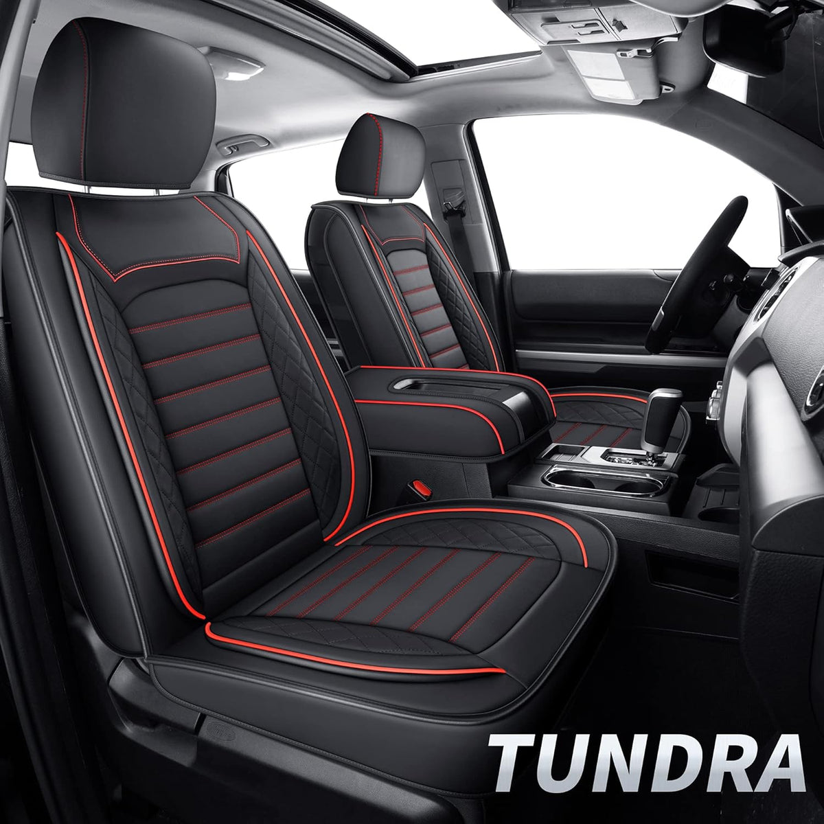 Black & Gray Water Proof Faux Leather Seat Covers Full Set C55124