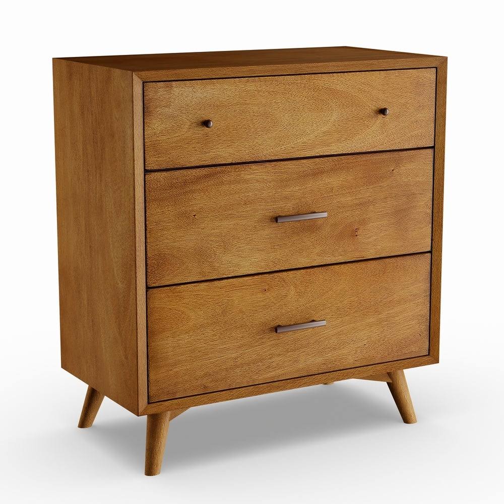 Brown Wood 3-Drawer Small Chest E981