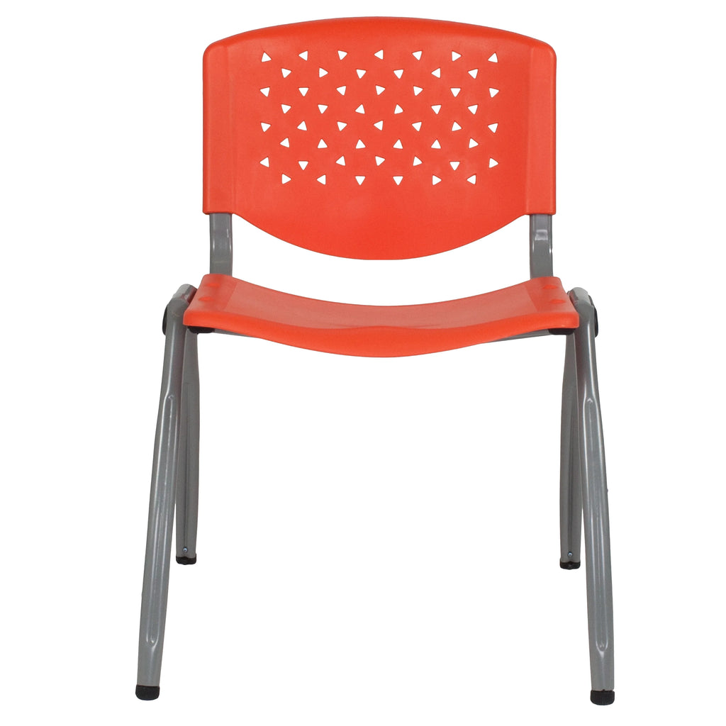 Orange Plastic Stack Chair with Perforated Back X6121