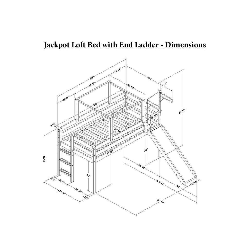 Pink & White Twin Loft Bed with Slide and Tent D535891
