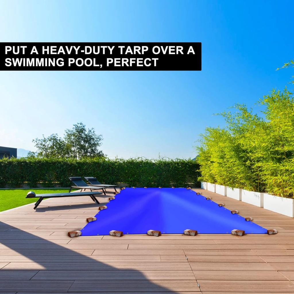 Blue Heavy Duty Waterproof 16 Mil Thick Tarpaulin with Metal Grommets 20x30 J170026