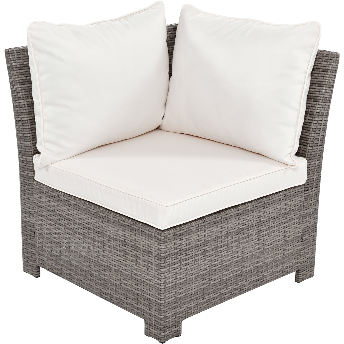 Beige 6-Piece PE Wicker Rattan Outdoor Sofa Set with Storage Table Y62626