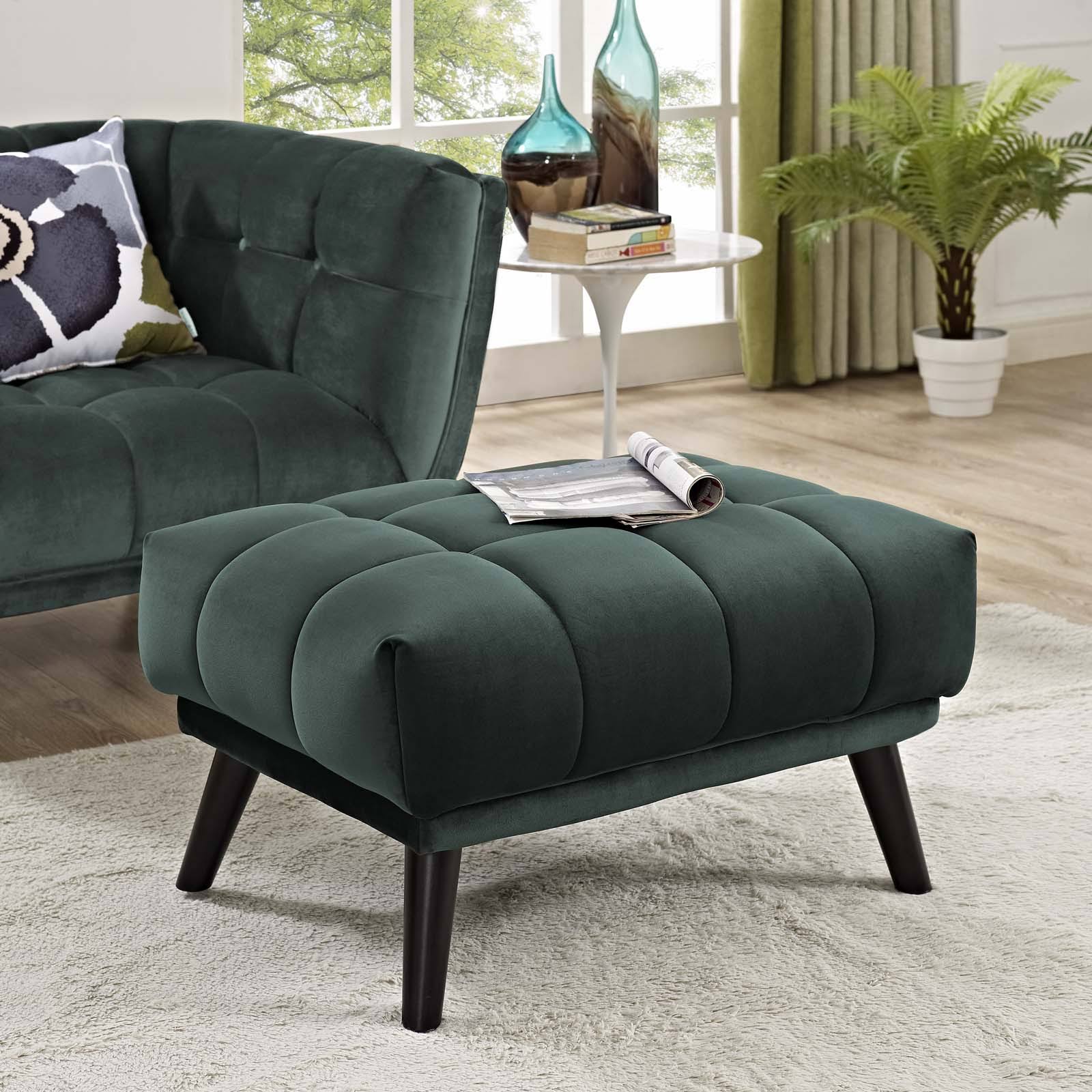 Gray Velvet Ottoman V641