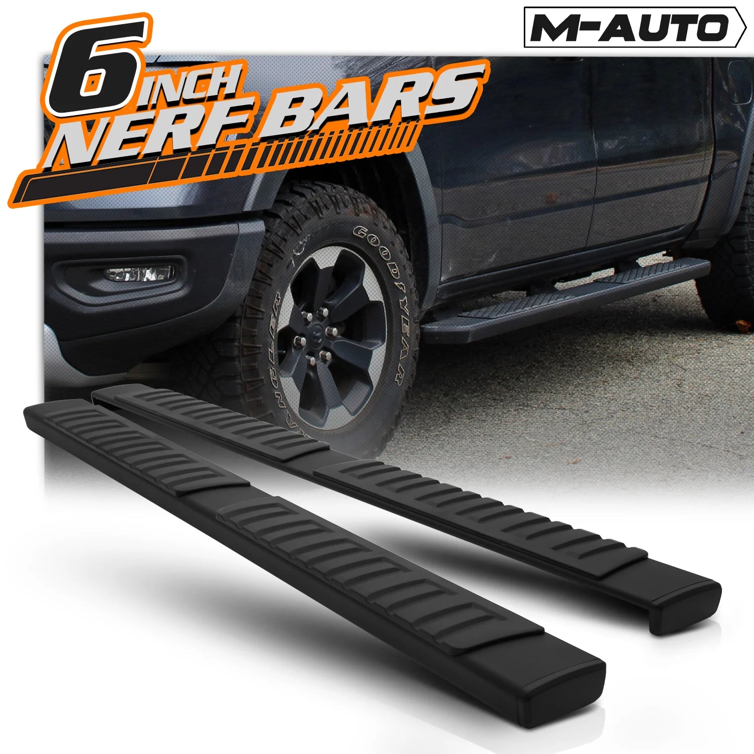 Black 6" Side Step Nerf Bars Running Boards C84164