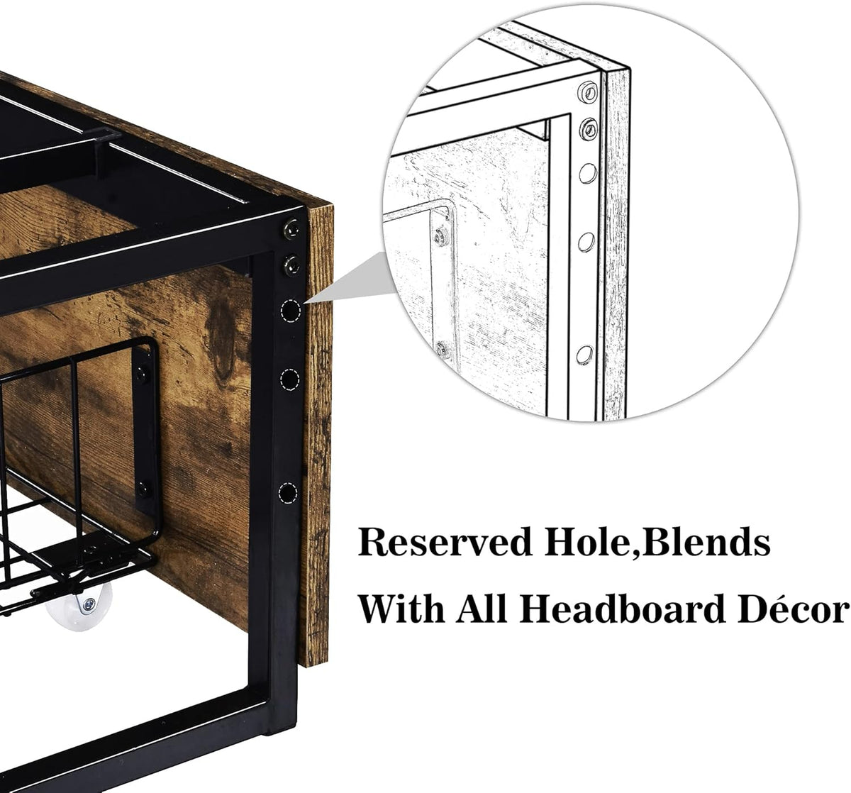 Industrial Full Size Metal Frame Bed with 4 Drawers A4882