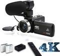 4K 48MP 60FPS Touch Screen Vlogging Camera with 18X Digital Zoom, Mic, 2 Batteries W622