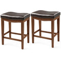 Walnut Upholstered Wooden Bar Stools, Set of 2 H989