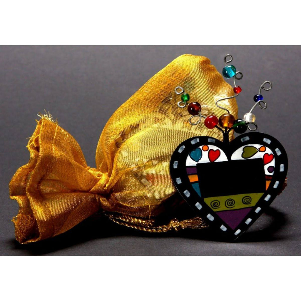 Set of 4 Hand Painted Heart Chalkboard Napkin Ring R234