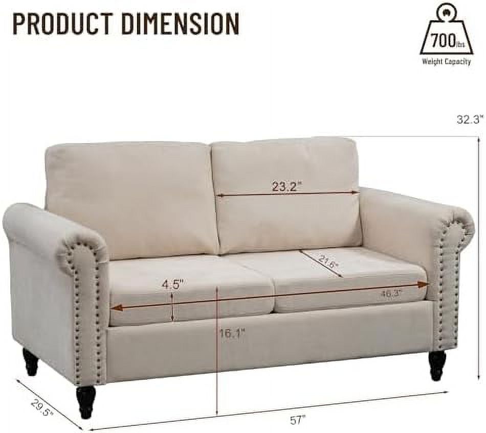 Chenille Fabric Loveseat Sofa with Solid Wood Legs M5337