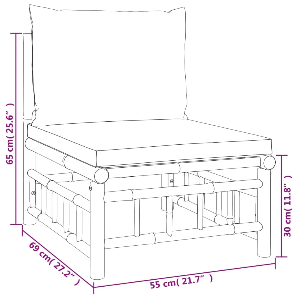 Bamboo Patio Sofa with White Cushions P2565