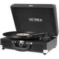 Black Bluetooth Portable Suitcase Record Player with 3-Speed Turntable L7613