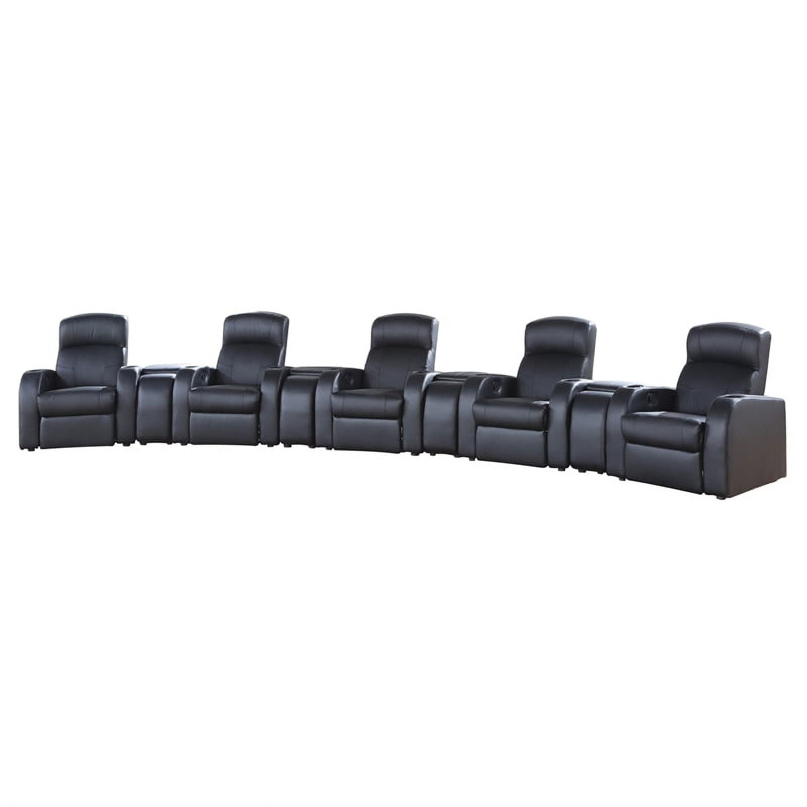 9-piece Leather Upholstered Recliner Set with Four Consoles Black Y8454