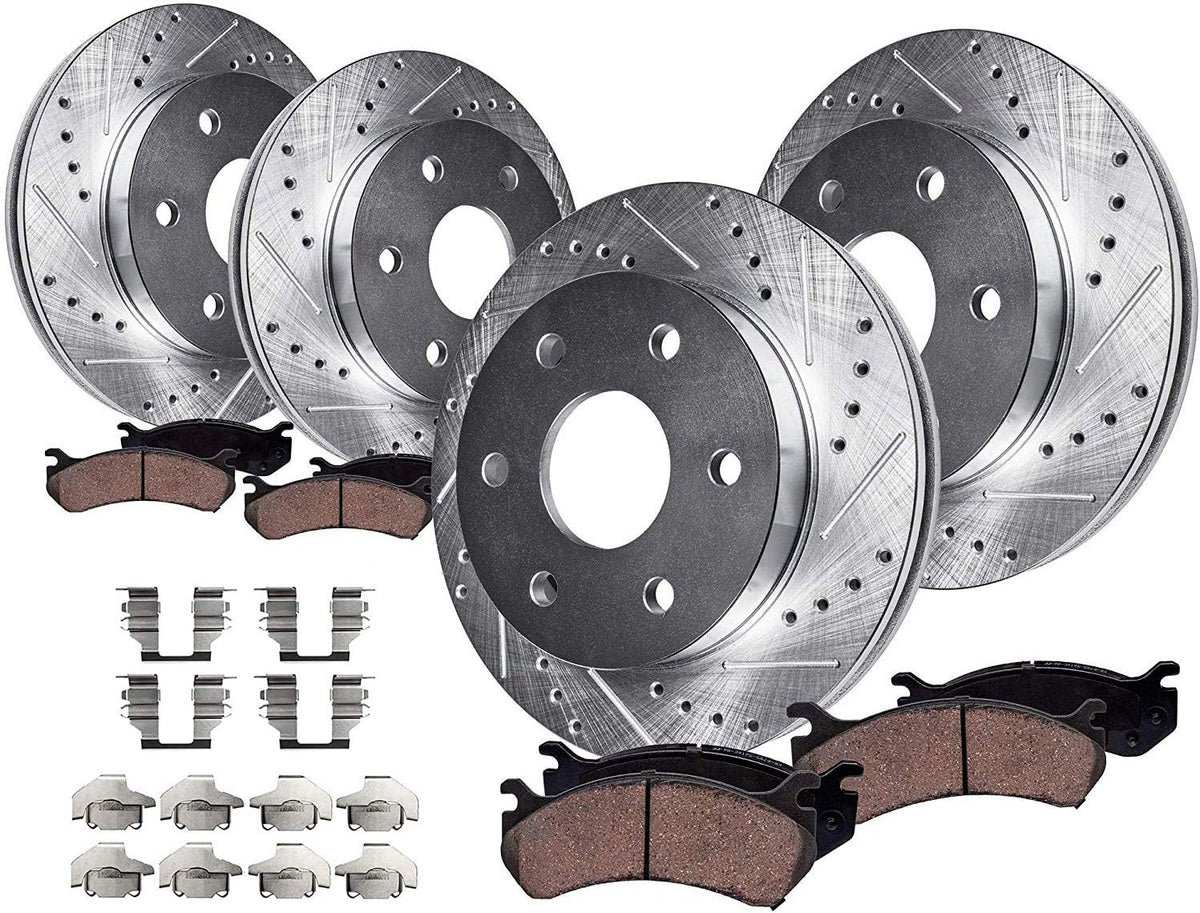 12.99" Front & Rear Drilled Slotted Rotors w/Brake Pads F194