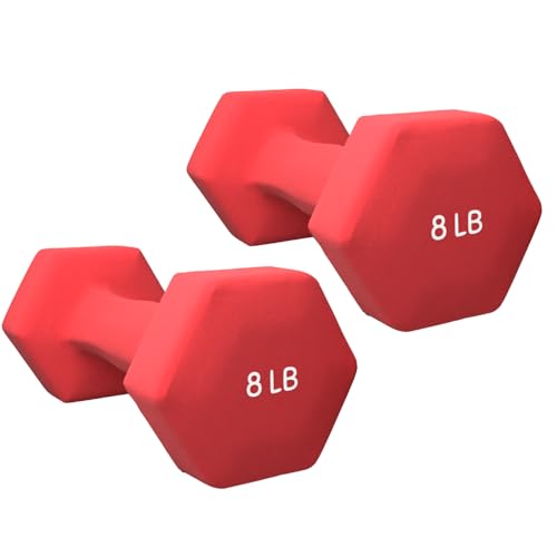 Neoprene Coated Dumbbell Hand Weight Pairs, 2LB, 4LB, 6LB, 8LB C103