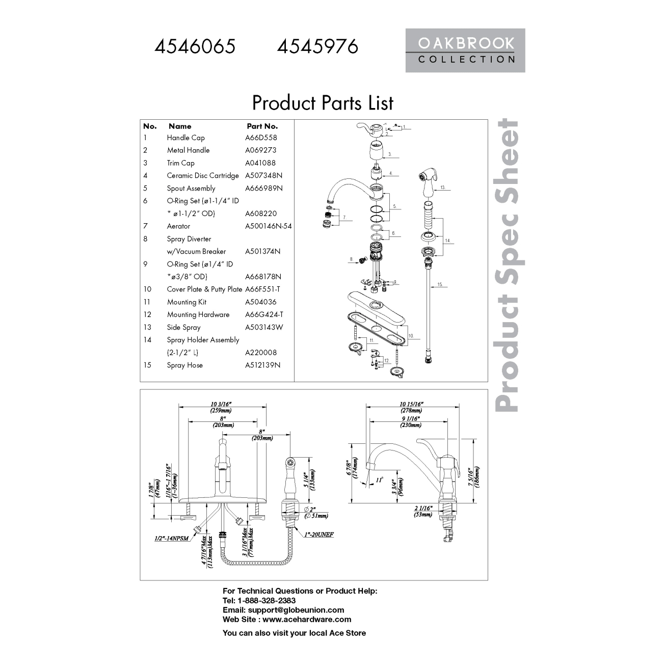 Chrome Kitchen Faucet with Side Sprayer P722989