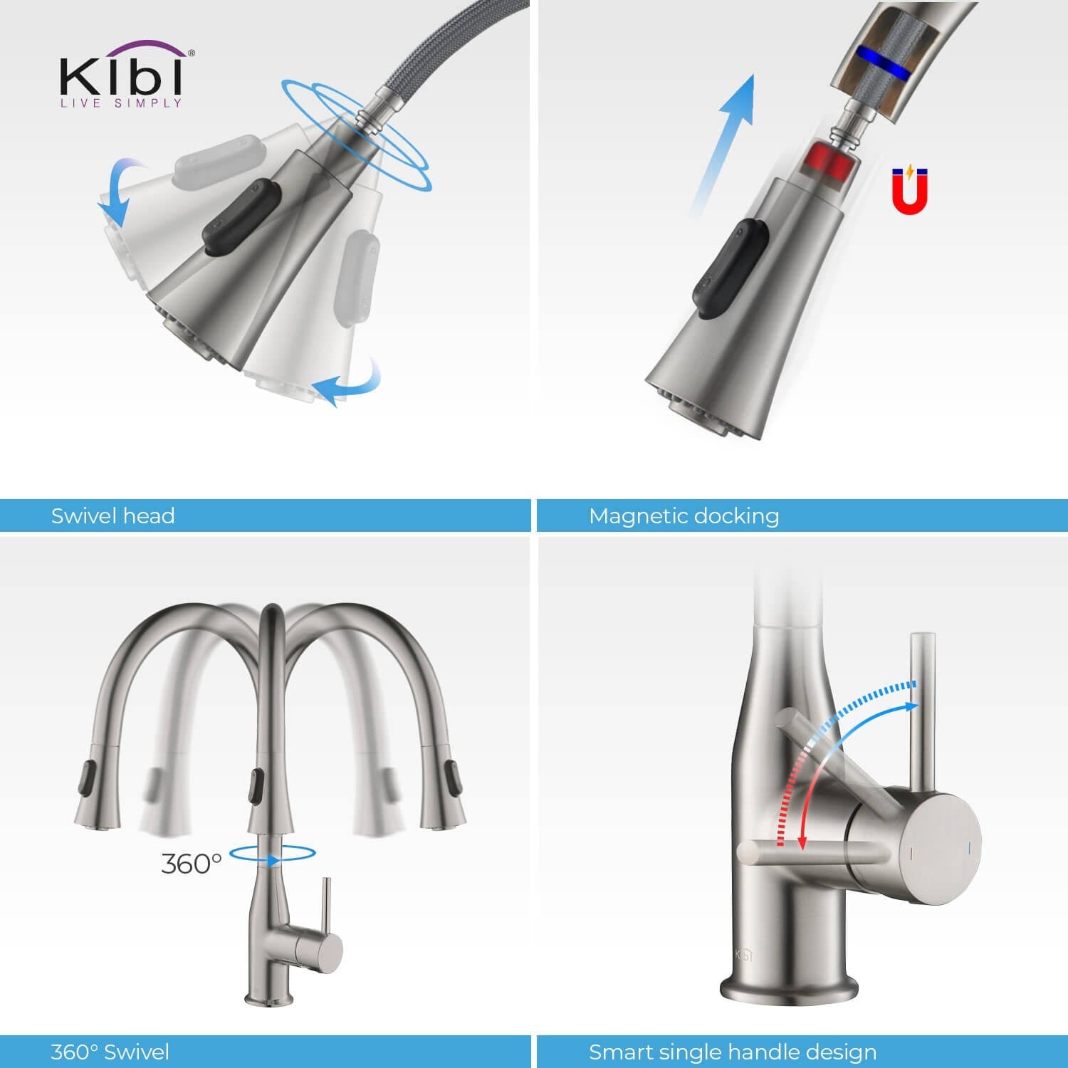Chrome Pull Out Single Level Kitchen Faucet with Sprayer and Soap Dispenser C37756