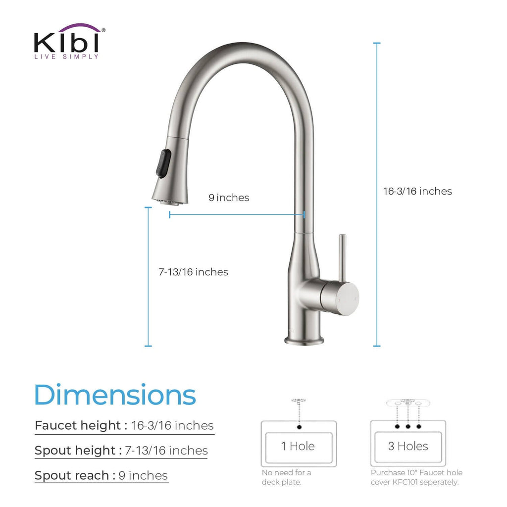 Chrome Pull Out Single Level Kitchen Faucet with Sprayer and Soap Dispenser C37756