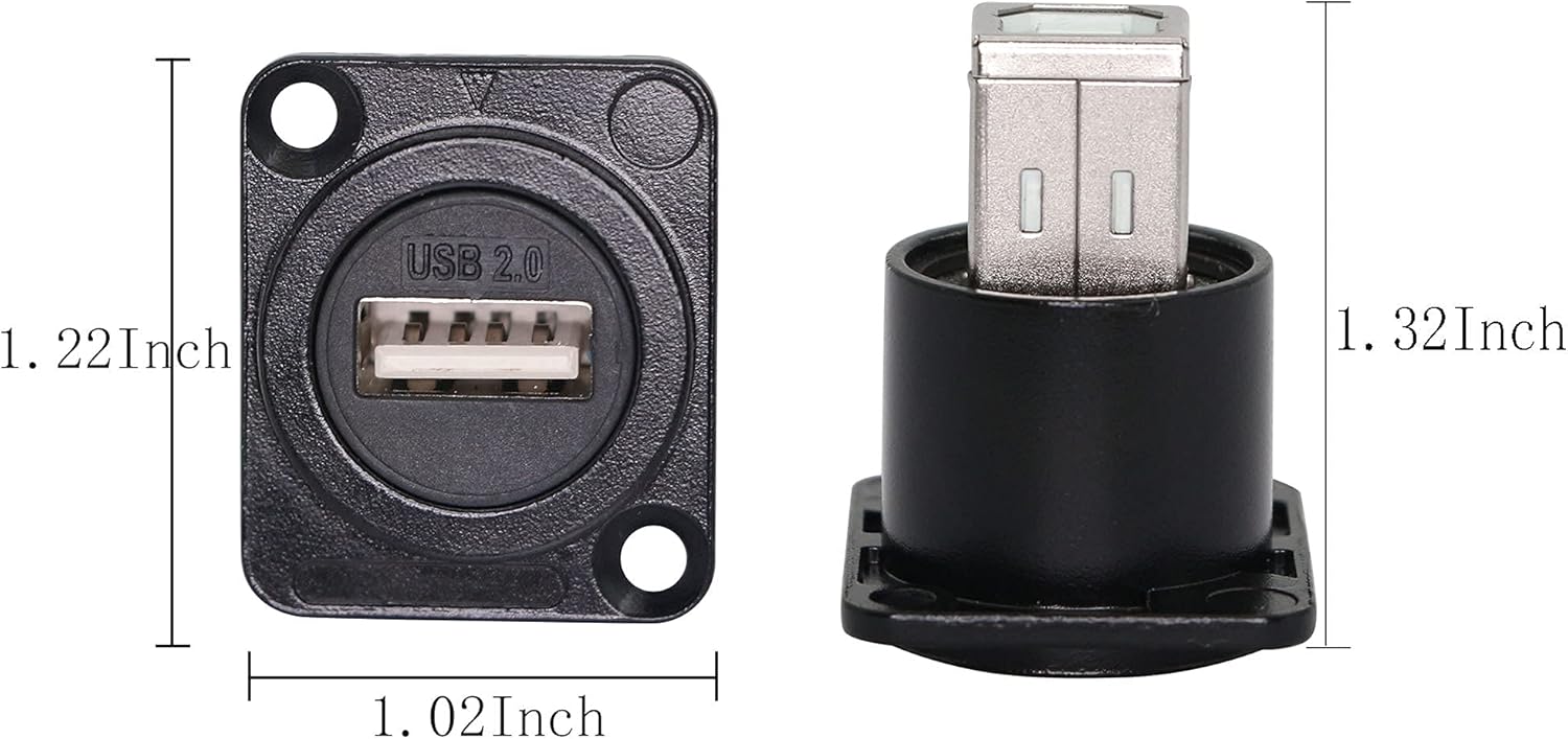 Panel Mount USB A-Female to B-Female Connector R187601