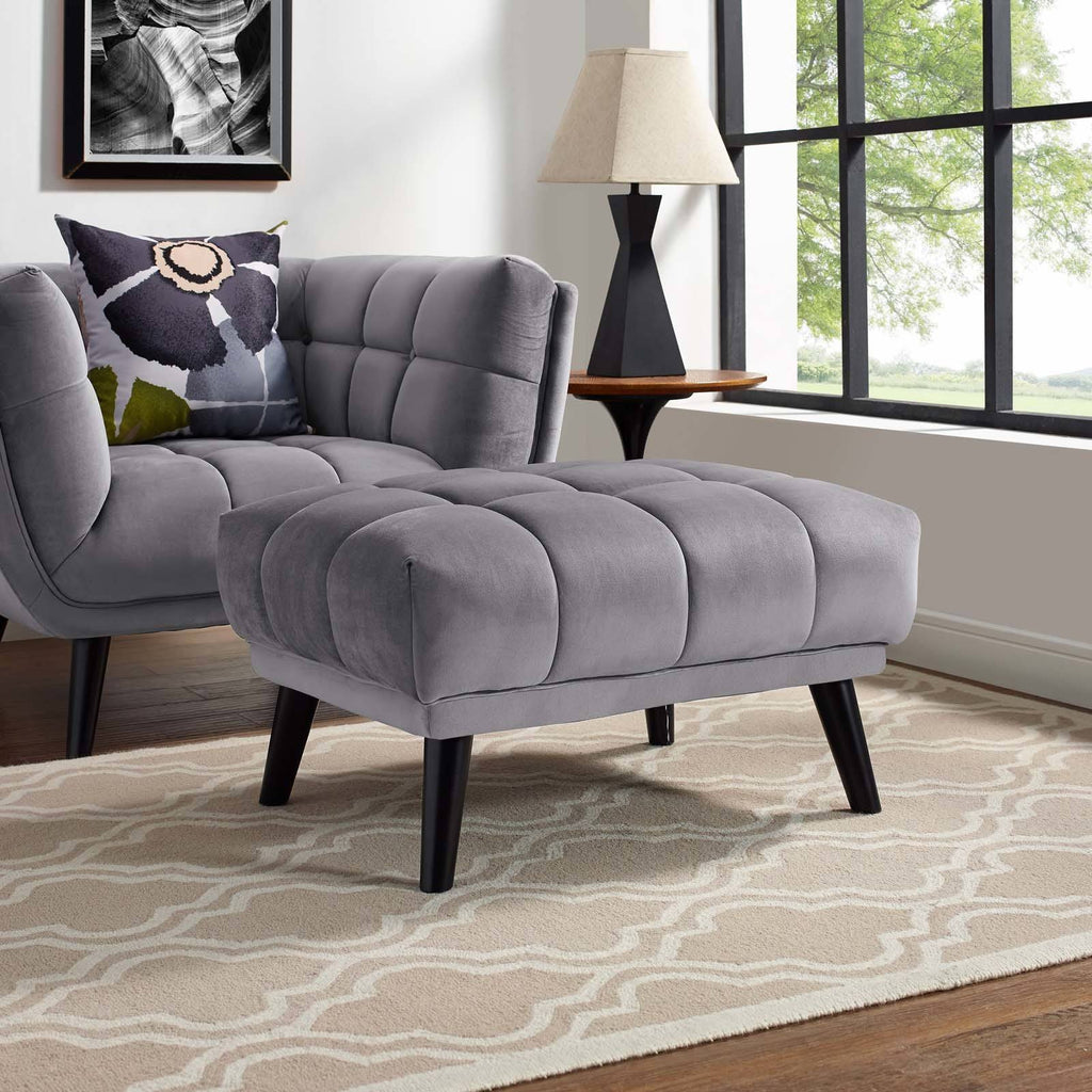Gray Velvet Ottoman V641