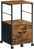 Rustic Brown and Black Rolling File Cabinet with Drawer and Lock Z331024